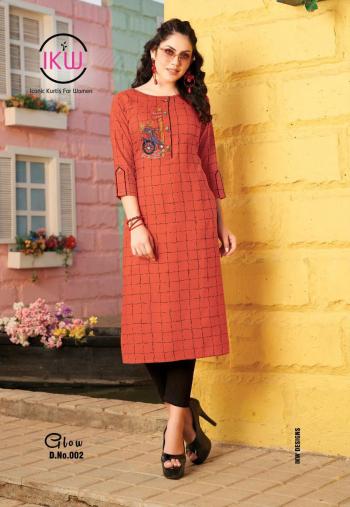 IKW Glow Rayon embroidered Kurtis wholesaler