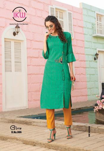 IKW Glow Rayon embroidered Kurtis wholesaler