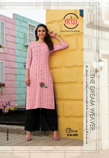 IKW Glow Rayon embroidered Kurtis wholesaler