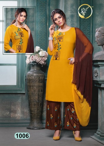 JLF Nargis Rayon kurtis with Palazzo and Dupatta wholesale Price