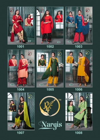 JLF Nargis Rayon kurtis with Palazzo and Dupatta wholesale Price