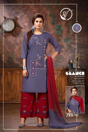 JLF Zara Rayon Kurtis with Palazzo and Dupatta