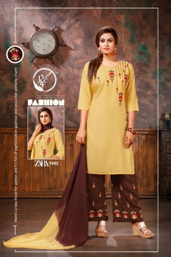 JLF Zara Rayon Kurtis with Palazzo and Dupatta