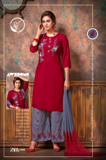 JLF Zara Rayon Kurtis with Palazzo and Dupatta