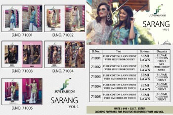 Juvi fashion Sarang vol 2 Cotton Lawn Pakistani Suits wholesaler