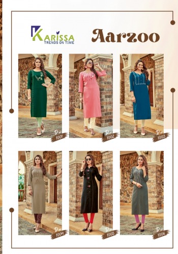 Karissa aarzoo Rayon hand work kurtis wholesaler