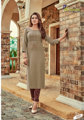 Karissa aarzoo Rayon hand work kurtis wholesaler