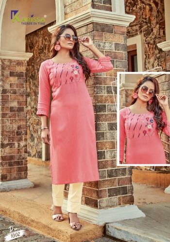 Karissa aarzoo Rayon hand work kurtis wholesaler