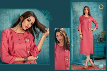 Karnika Rangoon Rayon Embroidered daily wear kurtis wholesaler