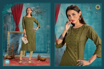 Karnika Rangoon Rayon Embroidered daily wear kurtis wholesaler