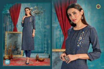 Karnika Rangoon Rayon Embroidered daily wear kurtis wholesaler