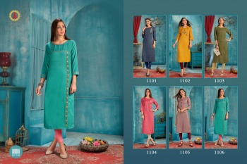 Karnika Rangoon Rayon Embroidered daily wear kurtis wholesaler