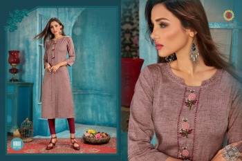 Karnika Rangoon Rayon Embroidered daily wear kurtis wholesaler