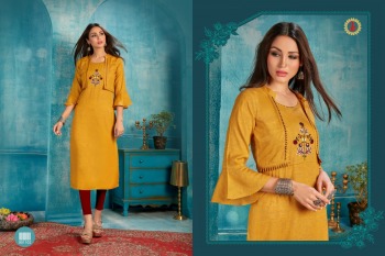 Karnika Rangoon Rayon Embroidered daily wear kurtis wholesaler