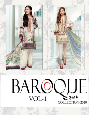 King Of Cotton Baroque lawn 2020 pakistani dress wholesale price