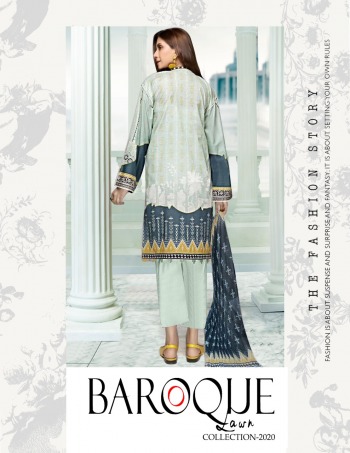 King Of Cotton Baroque lawn 2020 pakistani dress wholesale price