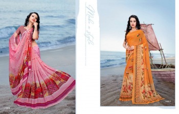 Kodas cube Chiffon dani Print Casual wear Saree catalog