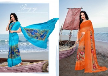 Kodas cube Chiffon dani Print Casual wear Saree catalog