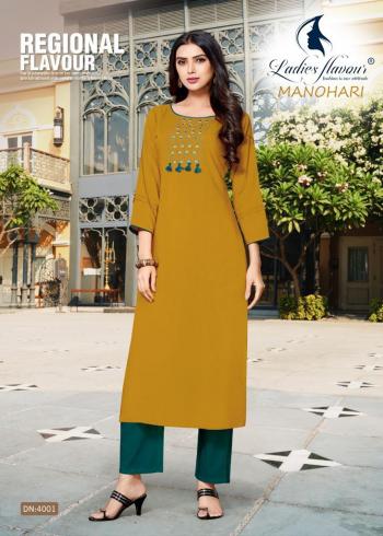 Ladies Flavour Manohari Rayon kurtis wholesaler