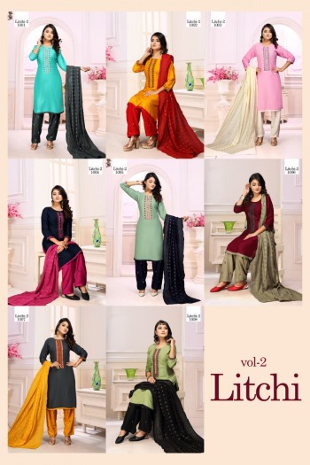 Litchi vol 2 kurtis with Patiyala and dupatta