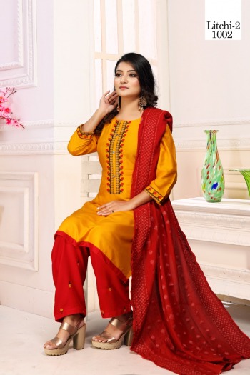 Litchi vol 2 kurtis with Patiyala and dupatta