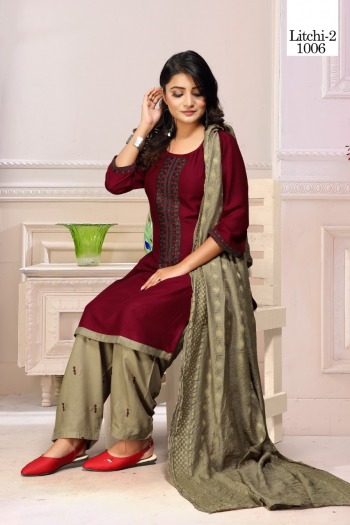 Litchi vol 2 kurtis with Patiyala and dupatta