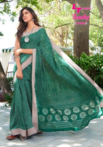 LT Fashion Bandhej Soft Cotton Saree catalog wholesaler