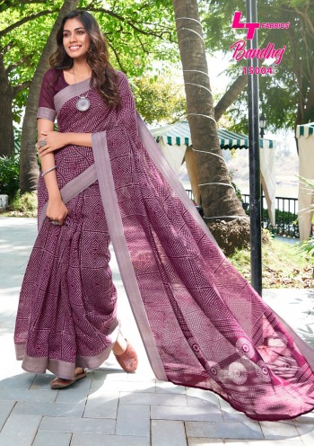 LT Fashion Bandhej Soft Cotton Saree catalog wholesaler