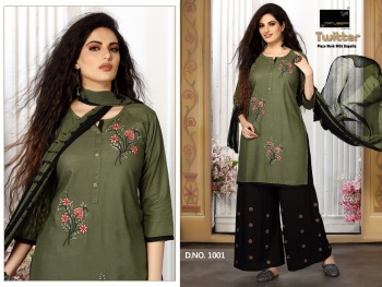 Manjeera Twitter Rayon kurtis with Palazzo and Dupatta wholesaler