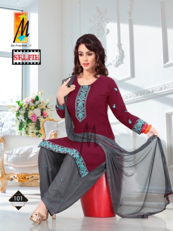 Master Selfie Rayon Kurtis with patiyala and Dupatta