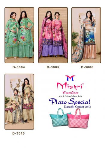 Mishri Plazo Special karachi Cotton vol 3 Dress Material