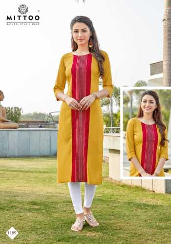 Mittoo palak vol 21 Rayon Daily wear Kurtis wholesaler