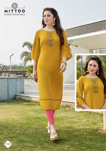 Mittoo palak vol 21 Rayon Daily wear Kurtis wholesaler