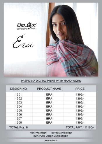 Omtex Era Pashmina salwar kameez wholesaler