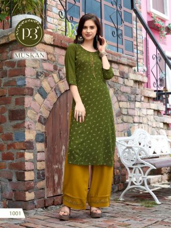 P3 Muskan Rayon Kurtis with palazzo catalog Wholesaler