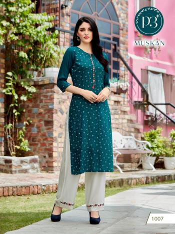 P3 Muskan Rayon Kurtis with palazzo catalog Wholesaler