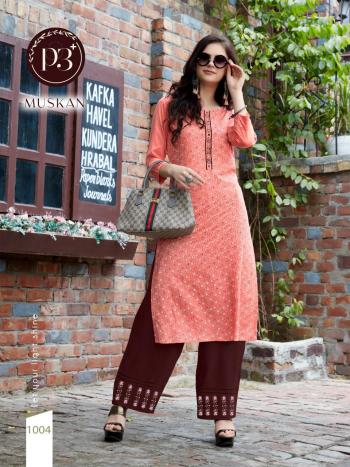 P3 Muskan Rayon Kurtis with palazzo catalog Wholesaler