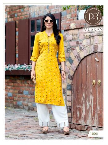 P3 Muskan Rayon Kurtis with palazzo catalog Wholesaler