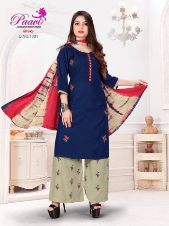 Paavi Paavni Rayon kurtis with palazzo and Dupatta