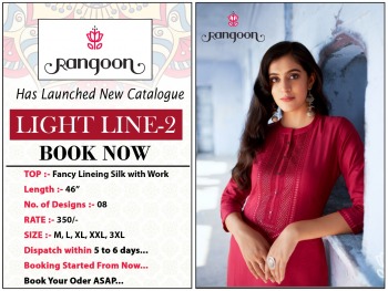 Rangoon Light Line vol 2 casual wear kurtis Wholesaler