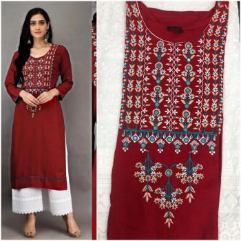 Rayon Embroidered Kurtis with Chikan work palazzo wholesaler