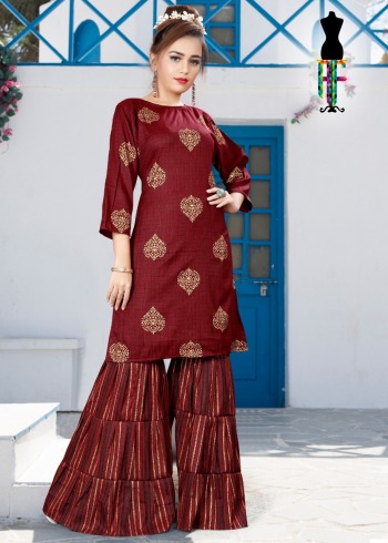 Rayon Kurtis with Sharara catalog Wholesaler