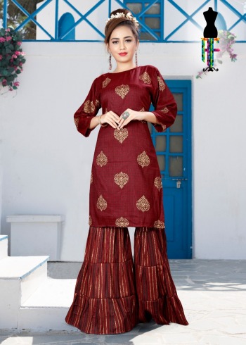 Rayon Kurtis with Sharara catalog Wholesaler