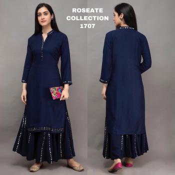 Roseate Mirror work Rayon kurtis with Palazzo