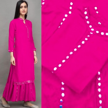 Roseate Mirror work Rayon kurtis with Palazzo