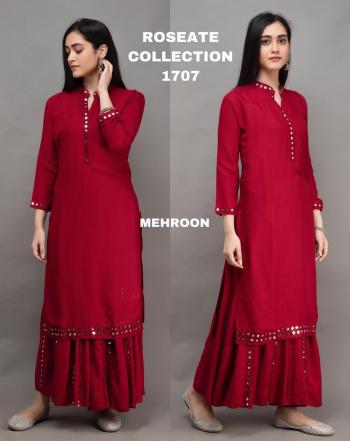 Roseate Mirror work Rayon kurtis with Palazzo