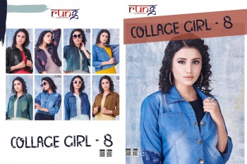 Rung Collage Girl vol 8 Rayon kurtis with Denim jacket