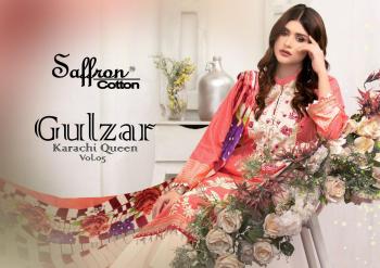 Saffron Cotton Gulzar Karachi Queen vol 5 Pakistani dress Material