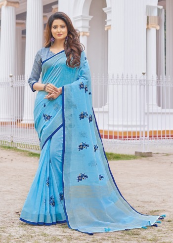 Sangam Print Amyra vol 2 Linen Saree wholesaler