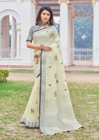 Sangam Print Amyra vol 2 Linen Saree wholesaler